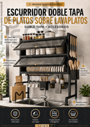 Escurridor de platos de 2 niveles con tapas y accesorios